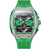 OLEVS GELATU 6016 Men's Automatic Mechanical Watch Multi-Function Diamond Skeleton Dial Luxury Sapphire Crystal 50M Waterproof Wristwatch