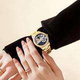 OLEVS 6699 Automatic Watches for Womens Mechanical Diamond Skeleton Self Winding Luxury Dress Waterproof Luminous Ladies Watches Womens Wrist Watches Gift Reloj Para Mujer