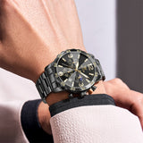 OLEVS 3678 Watches for Men Luxury Dress Chronograph Analog Quartz Gold Plated Stainless Steel Moon Phase Waterproof Luminous Date Fashion Mens Wrist Watches Reloj Para Hombre