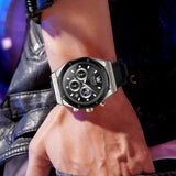 OLEVS 9911 Watches for Men Chronograph Waterproof Luxury Dress Quartz Silicon Strap Multifunction Moon Phase Business Calendar Luminous Men Wrist Watches Reloj Para Hombre Gray/Black/White