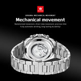 OLEVS 9805 Automatic Mens Watches Self Winding Mechanical Business Diamond Luxury Dress Stainless Steel Waterproof Luminous Wrist Watch