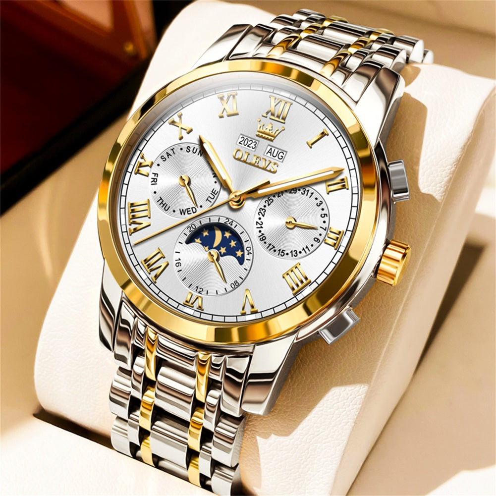Two Tone Strap-White Dial Gold Trim