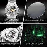 OLEVS 6669 Automatic Watches for Men Self Winding Mechanical Skeleton Luxury Dress Stainless Steel Waterproof Luminous Mens Wrist Watches Reloj Para Hombre