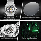 OLEVS 6669 Automatic Watches for Men Self Winding Mechanical Skeleton Luxury Dress Stainless Steel Waterproof Luminous Mens Wrist Watches Reloj Para Hombre
