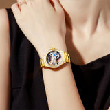 OLEVS 6699 Automatic Watches for Womens Mechanical Diamond Skeleton Self Winding Luxury Dress Waterproof Luminous Ladies Watches Womens Wrist Watches Gift Reloj Para Mujer