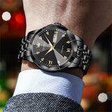 OLEVS 9982 Automatic Watches for Men Self Winding Mechanical Luxury Dress Stainless Steel Two Tone Strap Diamond Waterproof Luminous Date Mens Wrist Watches Reloj Para Hombre Black/Blue/Gold/White