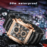 OLEVS 2958 Watches for Men Business Dress Chronograph Analog Quartz Square Dial Stainless Steel Waterproof Luminous Date Fashion Mens Wrist Watches Reloj Para Hombre