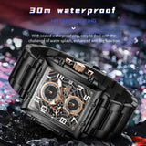 OLEVS 2958 Watches for Men Business Dress Chronograph Analog Quartz Square Dial Stainless Steel Waterproof Luminous Date Fashion Mens Wrist Watches Reloj Para Hombre