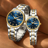 OLEVS 5563Couple Watch Valentines Couple Matching Watches His and Her Couple Set Wrist Watch Men and Women Lovers Wedding Waterproof Romantic Gifts Set of 2