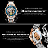 OLEVS 6670 Men Automatic Watch Diamond Skeleton Mechanical Luxury Self Winding Moon Phase Calendar Waterproof Wrist Watch for Men