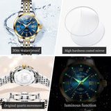 OLEVS Watches for Woman 3620 Golden Blue
