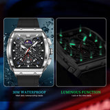 OLEVS 2942 Watches for Men Chronograph Waterproof Luxury Dress Quartz Silicon Strap Multifunction Moon Phase Calendar Luminous Men Wrist Watches Reloj Para Hombre Black/Red