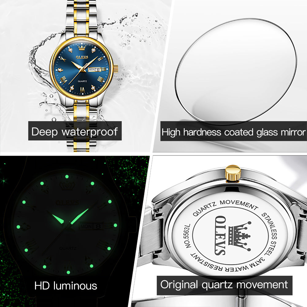 Two Tone Strap - Blue Dial Gold Trim