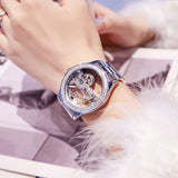 OLEVS 6699 Automatic Watches for Womens Mechanical Diamond Skeleton Self Winding Luxury Dress Waterproof Luminous Ladies Watches Womens Wrist Watches Gift Reloj Para Mujer