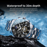 OLEVS 3640 Chronograph Watches for Men Waterproof Business Dress Analog Quartz Luxury Moon Phase Stainless Steel Roman Numeral Luminous Casual Mens Wrist Watches Reloj Para Hombre