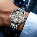 OLEVS 6619 Automatic Watches for Men Luxury Dress Waterproof Self Winding Mechanical Chronograph Diamond Stainless Steel Luminous Date Skeleton Tourbillon Mens Watches Gift Reloj Para Hombre