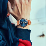 OLEVS 5869 Watches for Men Minimalist Ultra Thin Fashion Casual Analog Quartz Date Watch Waterproof Slim Simple Big Face Dress Mens Wrist Watches with Retro Leather Band for Men Reloj para Hombre