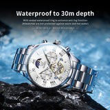 OLEVS 3640 Chronograph Watches for Men Waterproof Business Dress Analog Quartz Luxury Moon Phase Stainless Steel Roman Numeral Luminous Casual Mens Wrist Watches Reloj Para Hombre