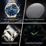 OLEVS Watches for Man 2906 Golden Blue