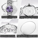 OLEVS 5573 Women's Quartz Watch with Arabic numerals and Diamond Dial Design, Blue Hands, Date Display, 3ATM Water Resistance