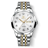 OLEVS 9970 Watches for men Business Dress Luxury Casual Analog Quartz Stainless Steel Waterproof Luminous Date Men Wrist Watches reloj para hombre Blue Dial