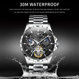 OLEVS 6689 Automatic Watches for Mens Starry Sky Skeleton Tourbillon Self Winding Mechanical Moon Phase Luminous Waterproof Luxury Dress Mens Wrist Watches Gifts Reloj Para Hombre Black/Blue/Green