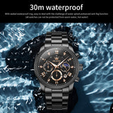 OLEVS 3660 Chronograph Watches for Men Fashion Dress Analog Quartz Moon Phase Stainless Steel Waterproof Luminous Date Luxury Mens Wrist Watches Reloj Para Hombre Rose/Black
