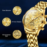 OLEVS 2897 Watches for Womens Business Luxury Casual Analog Quartz Diamond Stainless Steel Chronograph Waterproof Luminous ladies Watches Reloj Para Mujer Gold/White/Black/Blue