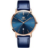OLEVS 5869 Watches for Men Minimalist Ultra Thin Fashion Casual Analog Quartz Date Watch Waterproof Slim Simple Big Face Dress Mens Wrist Watches with Retro Leather Band for Men Reloj para Hombre