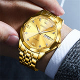 OLEVS 9982 Automatic Watches for Men Self Winding Mechanical Luxury Dress Stainless Steel Two Tone Strap Diamond Waterproof Luminous Date Mens Wrist Watches Reloj Para Hombre Black/Blue/Gold/White