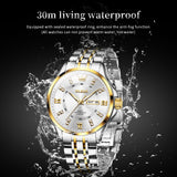 OLEVS 3620 Watches for Men Business Dress Analog Quartz Date Stainless Steel Easy Read Waterproof Luminous Luxury Casual Mens Wrist Watches Reloj Para Hombre Gold/Silver/Blue