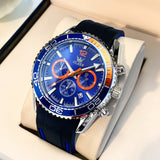 Black Strap-Blue Dial Silver Trim