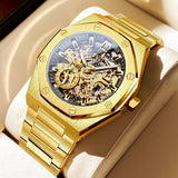 OLEVS 6669 Automatic Watches for Men Self Winding Mechanical Skeleton Luxury Dress Stainless Steel Waterproof Luminous Mens Wrist Watches Reloj Para Hombre