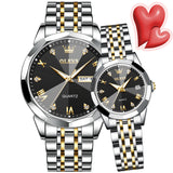 Two Tone Strap-Black Dial Silver Trim