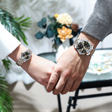 Two Tone Strap-Black Dial Silver Trim