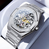 OLEVS 6669 Automatic Watches for Men Self Winding Mechanical Skeleton Luxury Dress Stainless Steel Waterproof Luminous Mens Wrist Watches Reloj Para Hombre