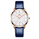 Blue Strap-White Dial Rose Trim