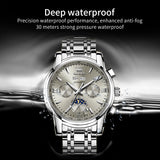 OLEVS 6633 Mens Watches Automatic Luxury Big Face Multi Calendar Stainless Steel Waterproof Luminous Wrist Watch for Men