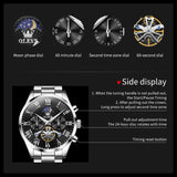 OLEVS 3640 Chronograph Watches for Men Waterproof Business Dress Analog Quartz Luxury Moon Phase Stainless Steel Roman Numeral Luminous Casual Mens Wrist Watches Reloj Para Hombre