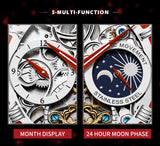 Black Strap - Red Dial Silver Trim