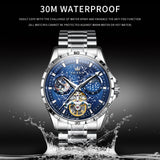 OLEVS 6689 Automatic Watches for Mens Starry Sky Skeleton Tourbillon Self Winding Mechanical Moon Phase Luminous Waterproof Luxury Dress Mens Wrist Watches Gifts Reloj Para Hombre Black/Blue/Green