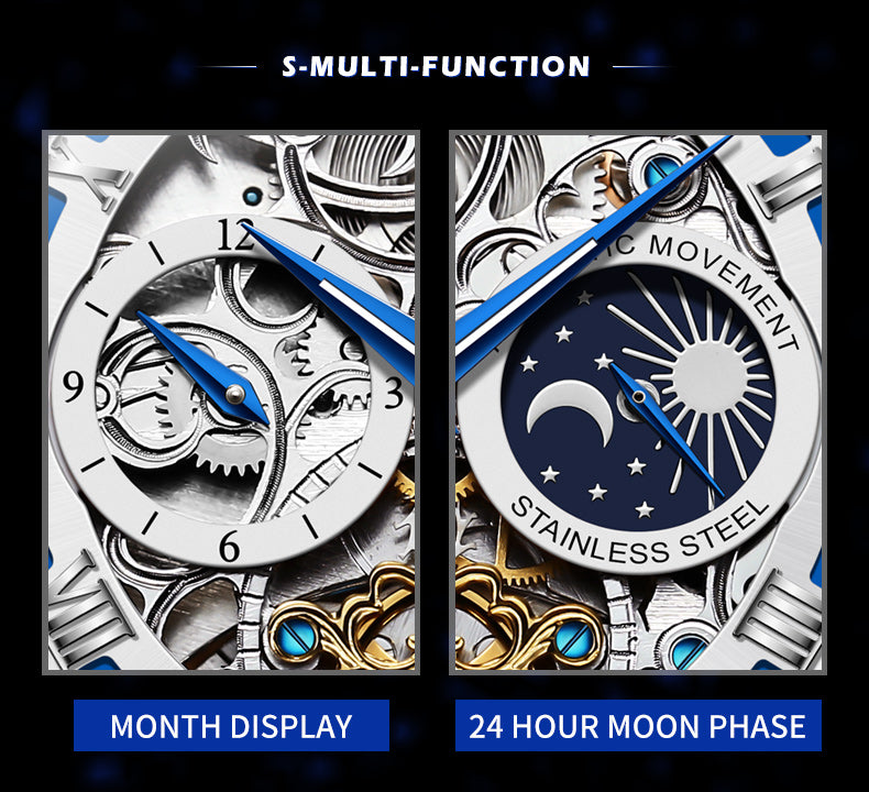 Black Strap - Blue Dial Silver Trim