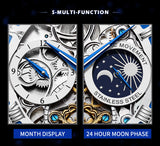 Black Strap - Blue Dial Silver Trim