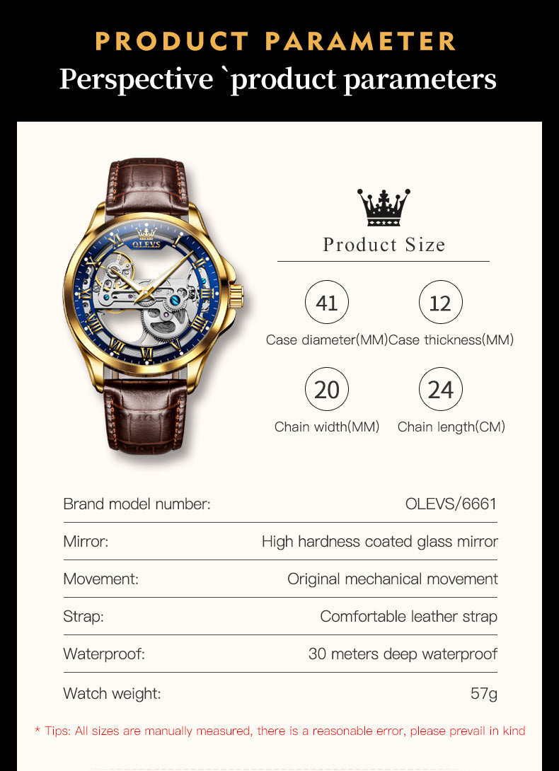 Brown Strap - Blue Dial Gold Trim