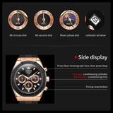 OLEVS 9911 Watches for Men Chronograph Waterproof Luxury Dress Quartz Silicon Strap Multifunction Moon Phase Business Calendar Luminous Men Wrist Watches Reloj Para Hombre Gray/Black/White