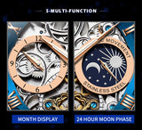 Brown Strap - Blue Dial Rose Trim