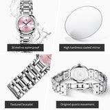 OLEVS 5575 Watches for Womens Analog Quartz Silver Strap Fashions Classic Dress Stainless Steel Date Waterproof Casual Ladies Watches Gift Womens Wrist Watches Reloj Para Mujer White/Pink/Purple