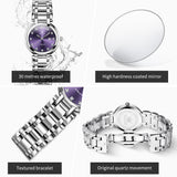 OLEVS 5575 Watches for Womens Analog Quartz Silver Strap Fashions Classic Dress Stainless Steel Date Waterproof Casual Ladies Watches Gift Womens Wrist Watches Reloj Para Mujer White/Pink/Purple