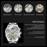 OLEVS 3640 Chronograph Watches for Men Waterproof Business Dress Analog Quartz Luxury Moon Phase Stainless Steel Roman Numeral Luminous Casual Mens Wrist Watches Reloj Para Hombre