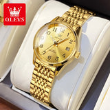 OLEVS 6666 Gold Watch for Women Self Winding Easy Reader Date Small Face Two Tone Stainless Steel Luxury Dress Waterproof, Gifts for Women